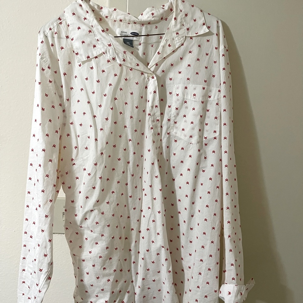 Long Sleeve Button Down Old Navy XXL Shirt with Fox Pattern